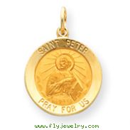 14K Gold Saint Peter Medal Pendant