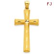 14K Gold Satin & Diamond -cut Cross Pendant