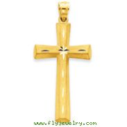 14K Gold Satin & Diamond -cut Cross Pendant