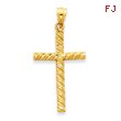 14K Gold Satin & Diamond -Cut Cross Pendant