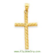 14K Gold Satin & Diamond -Cut Cross Pendant