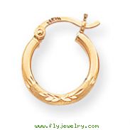 14K Gold Satin & Diamond-Cut 2x15mm Round Tube Hoop Earrings