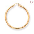 14K Gold Satin & Diamond-Cut 3x50mm Round Hoop Earrings