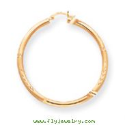 14K Gold Satin & Diamond-Cut 3x50mm Round Hoop Earrings