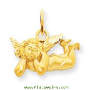14K Gold Satin & Diamond-Cut Angel Charm