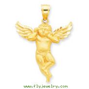 14K Gold Satin Angel Not Listening Pendant