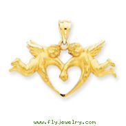 14K Gold Satin Angels Heart Pendant