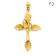 14K Gold Satin Passion Cross Pendant