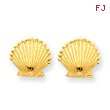 14K Gold Scallop Shell Post Earrings