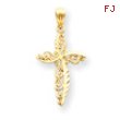 14K Gold Scroll Design Cross Pendant