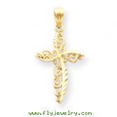 14K Gold Scroll Design Cross Pendant