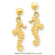 14K Gold Sea Horse Dangle Earrings