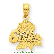 14K Gold Sister On Rose Pendant