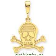 14K Gold Skull & Bones Pendant