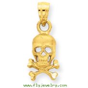 14K Gold Skull And Cross Bones Pendant