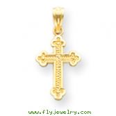 14K Gold Small Budded Cross Charm