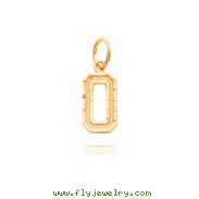 14K Gold Small Diamond-Cut Number 0 Charm
