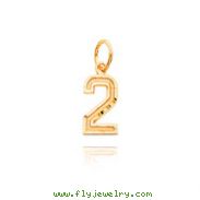 14K Gold Small Diamond-Cut Number 2 Charm