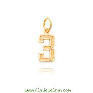 14k Gold Small Diamond-Cut Number 3 Charm