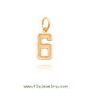 14K Gold Small Diamond-Cut Number 6 Charm