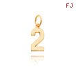 14K Gold Small Polished Number 2 Charm