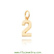 14K Gold Small Polished Number 2 Charm