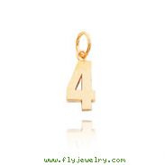 14K Gold Small Polished Number 4 Charm