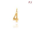 14K Gold Small Satin Number 4 Charm