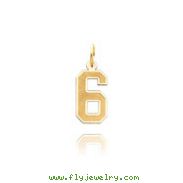 14K Gold Small Satin Number 6 Charm