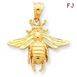 14K Gold Solid Open-Backed Bee Pendant