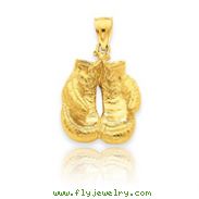 14K Gold Solid Polished Open-Backed Boxing Gloves Pendant