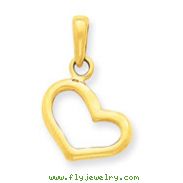 14K Gold Solid Polished Plain Heart Pendant