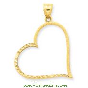 14K Gold Solid Satin Diamond-Cut Large Reversible Heart Pendant