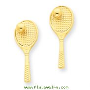 14K Gold Tennis Racquet With Ball Post Earrings