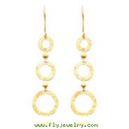 14K Gold Triple Circle Dangle Earrings