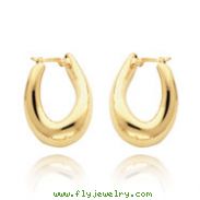 14K Gold Twisted Oval Hoop Earrings