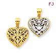 14K Gold Two-Tone Reversible Filigree Heart Pendant