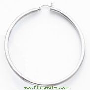 14K Gold White Gold 3x60mm Round Hoop Earrings