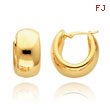 14K Gold Wide Puffed Hoop Earrings