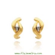 14k Gold With Rhodium Squiggle Post Earrings