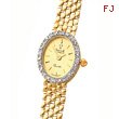 14K Gold Women's Champagne Oval Dial Diamond Accented Water Resistant Watch