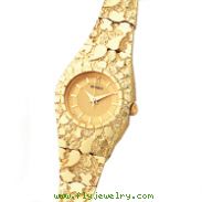 14K Gold Women's Nugget Style Champagne Dial Water Resistant Watch