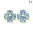 14k Heart Swiss Blue Topaz Flower Post Earrings