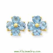 14k Heart Swiss Blue Topaz Flower Post Earrings
