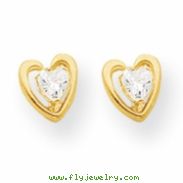 14k Heart w/CZ Post Earrings