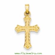 14k Hollow Fleur de lis Cross Pendant