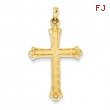 14k Hollow Fleur de lis Cross Pendant