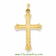 14k Hollow Fleur de lis Cross Pendant