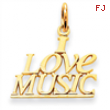 14k I Love Music Charm