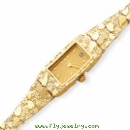 14K Ladies Rectangular Champagne Dial Solid Nugget Watch bracelet